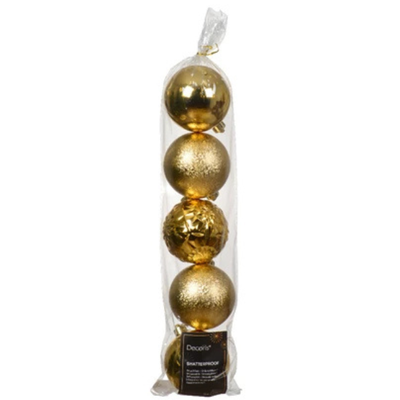 GOLD BAUBLES PACK OF 5